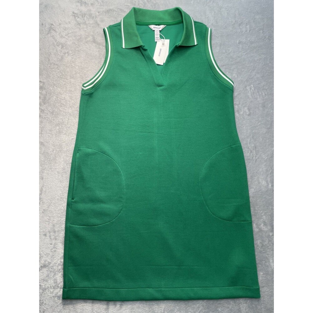 Spanx Dress Womens NWT Large Green Sleeveless Polo Pique Knit Air Essentials